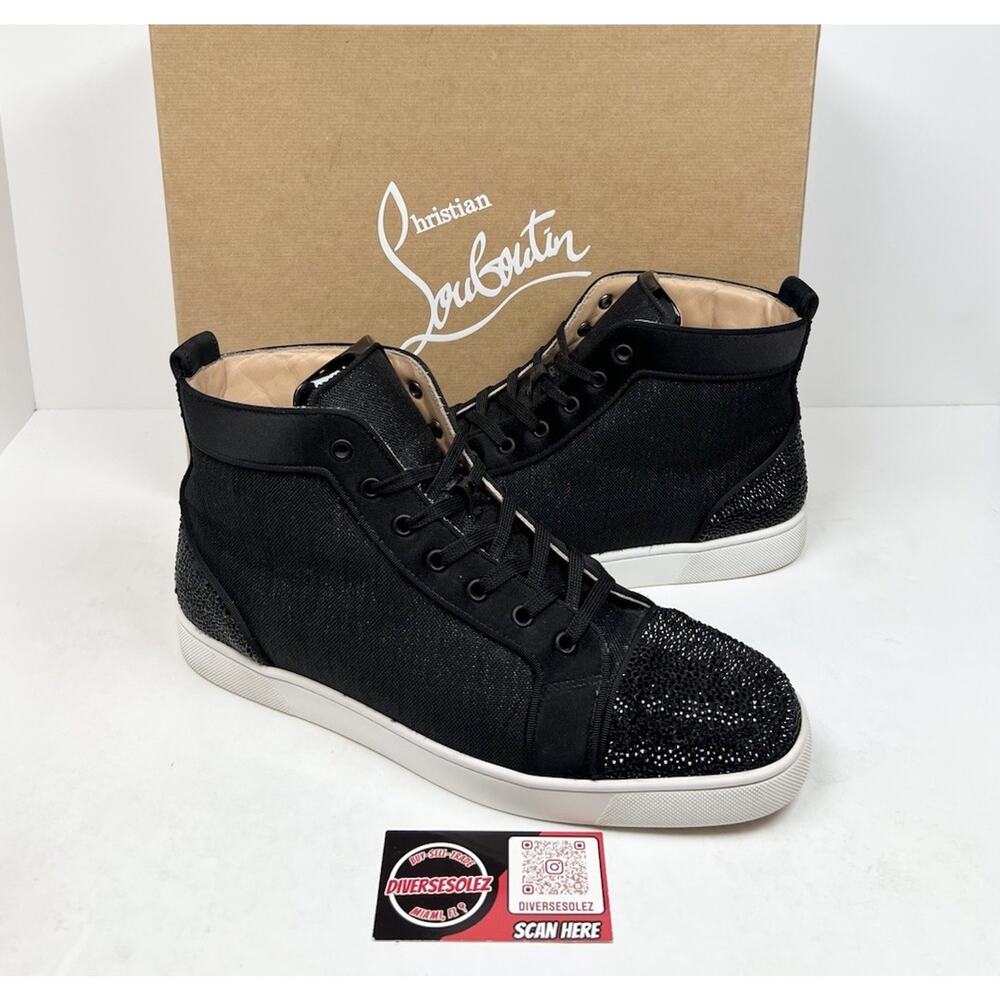 Size 45.5EU/12.5US- Christian Louboutin High Top Strass Sneakers🖤 Retail $2.5K!